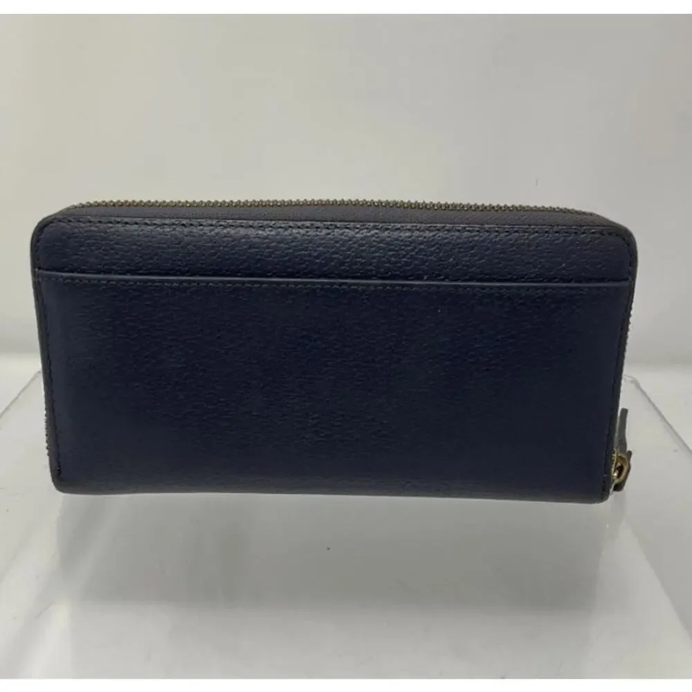 KATE SPADE GROVE Street Neda Blue Pebbled Leather Zip-Around Wallet Womens Large